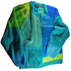 Colorblock Mohair Blend Sweater By Renee Tener For Jeanne Pierre Size M